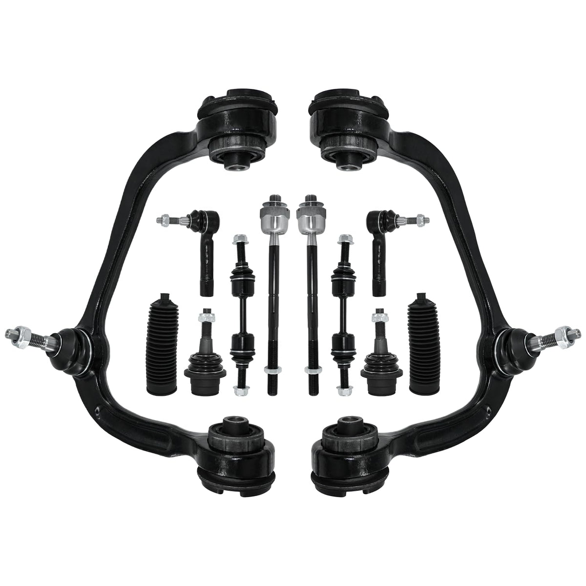 HAWK BROTHER Control Arm, Replacement for Front Upper Control Arm with Ball Joint Sway Bar Outer Tie Rod Suspension Kit Compatible With 2009-2014 F-150 2WD, 2007-14 Ford Expedition - 12 Pcs