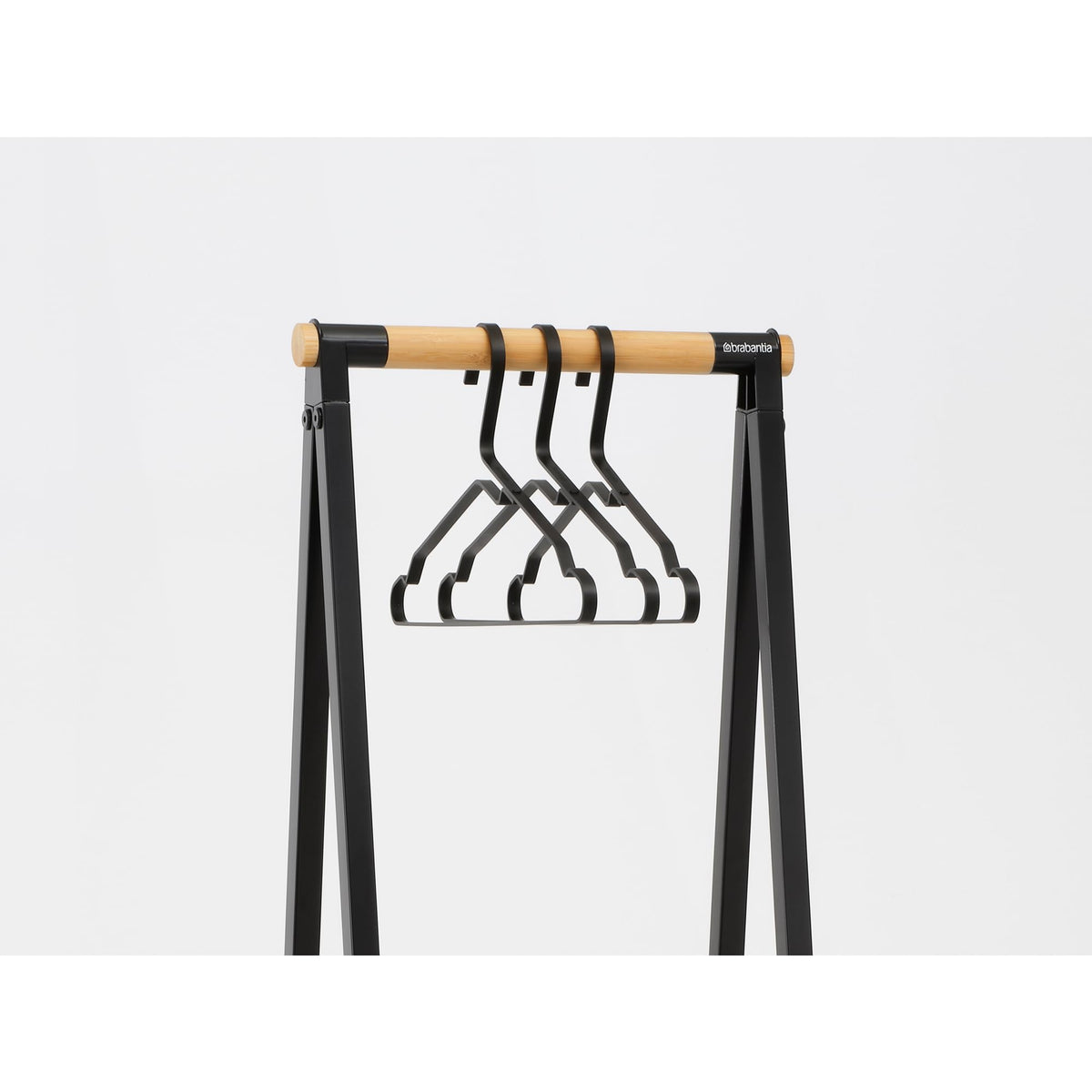 Brabantia - Linn Clothes Rack, Compact - Free Standing Clothing Rail - Clothes Storage - Hang, Air, or Dry Clothes - Sturdy Steel Frame & Bamboo Rod - 19 x 13 x 67 inches - Black