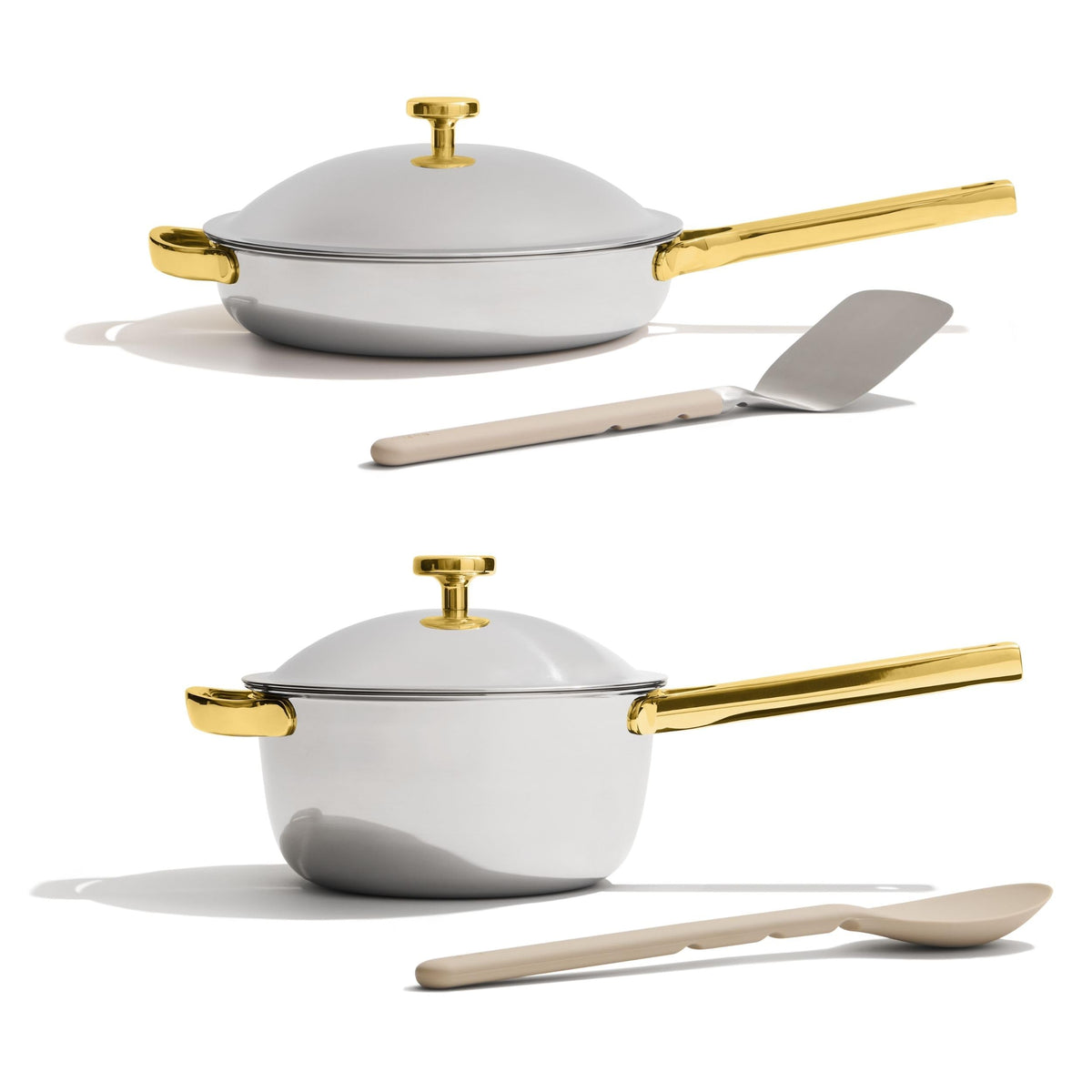 Our Place Titanium Pro Mini Cookware Duo | Always Pan Pro & Perfect Pot Pro | Coating-Free Nonstick | Tri-Ply Titanium & Stainless Steel | Safe for Oven, Induction & All Cooktops up to 750°F | Gold