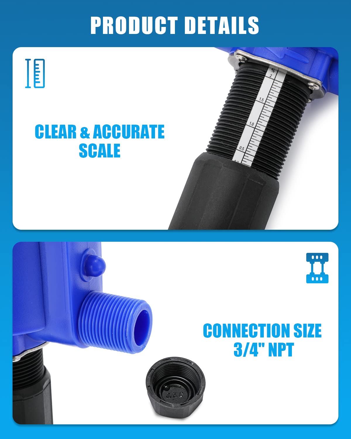 NEWTRY 0.2%~2% Fertilizer Injector w/ 3pcs Repair Sealing Rings
