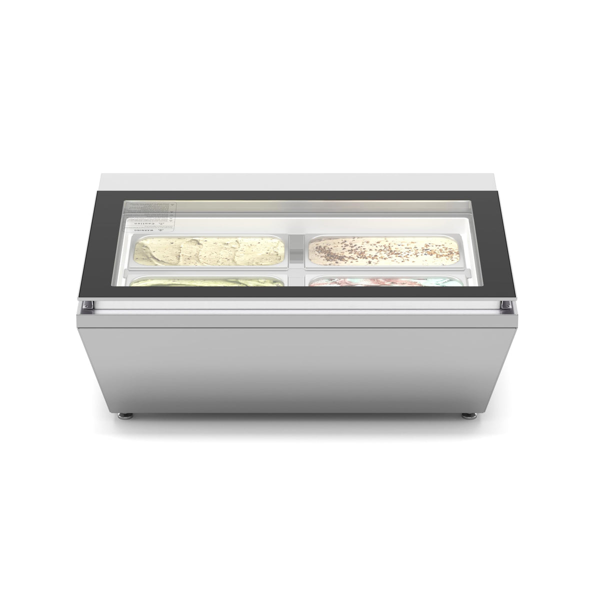 KoolMore 31 in. Countertop Ice Cream Display case with 4 Pans and Glass Sneeze Guard in Stainless-Steel (KM-CGD-8HP)