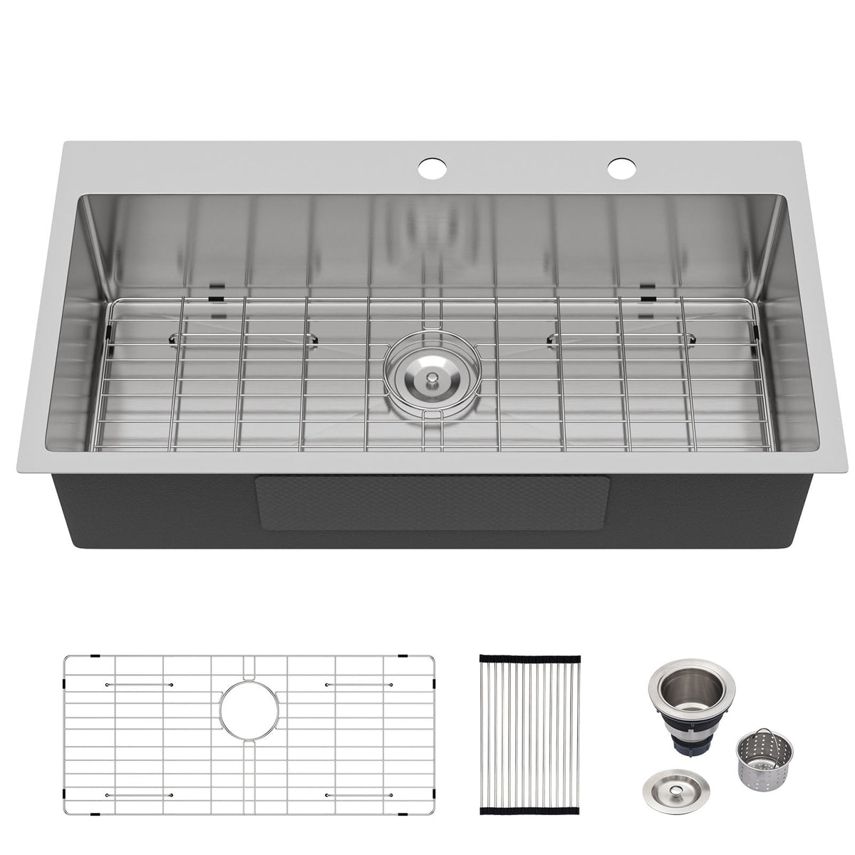 Logmey 36 Inch Drop In Kitchen Sink 36x19 Large Handmade Stainless Steel Sinks 16 Gauge Round Corner Topmount Single Bowl Kitchen Sinks 36x19x9 Inche