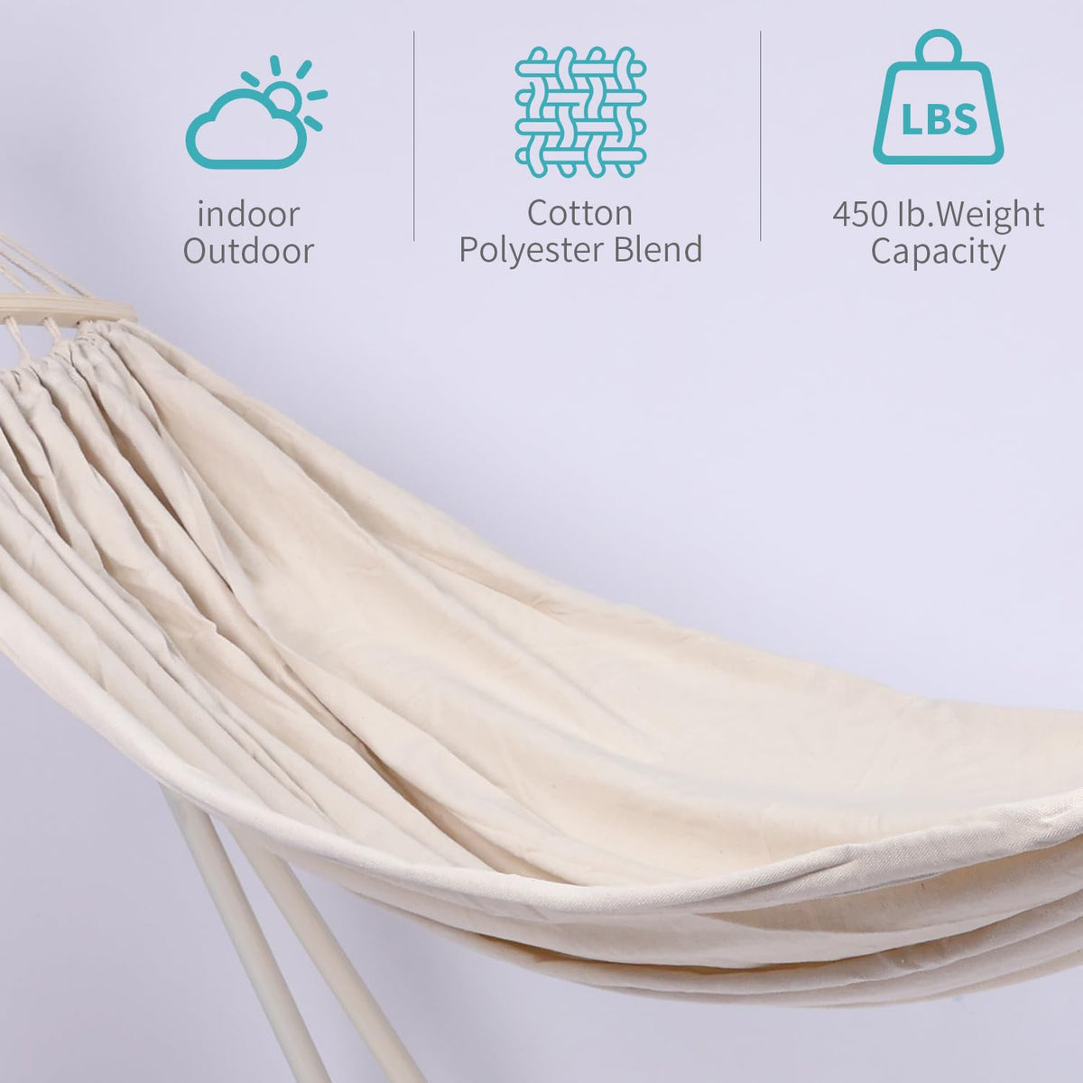 2 in 1 Hammock with Stand - Portable Hammock & Swing Chair, No Tools Assembly, with Carry Bag, Indoor Outdoor for Patio, Garden, Camping, Apartment (White)