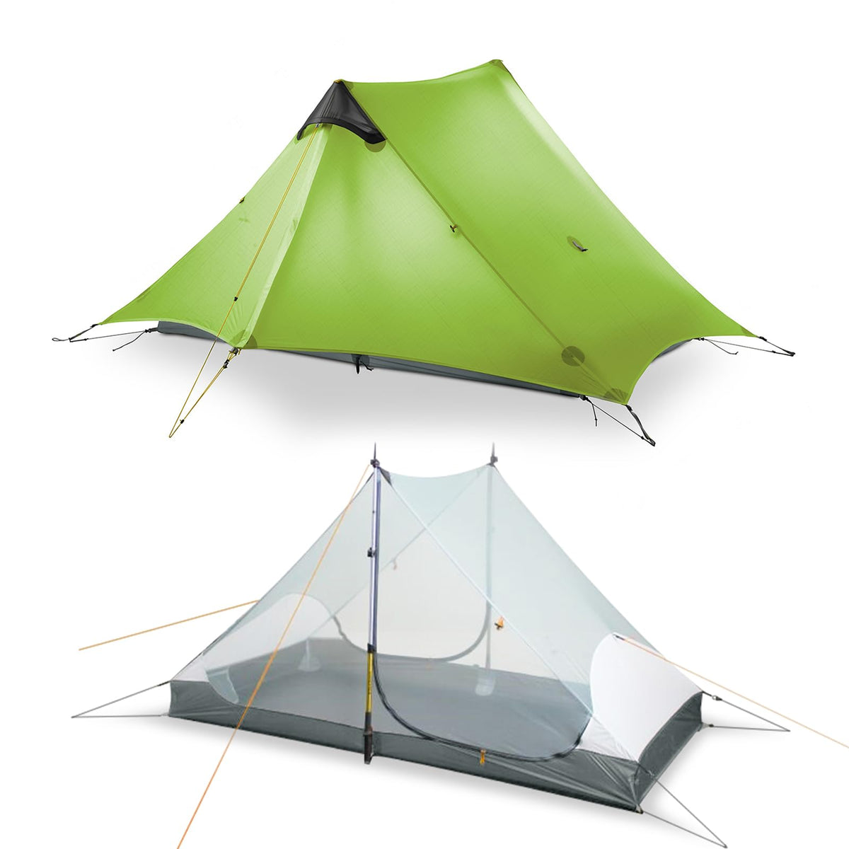 LANSHAN Ultralight Tent 3-Season Waterproof Backpacking Tent for 2 Person Camping, Climbing, Hiking, Travelling, Mountaineering, 2-Person, Green