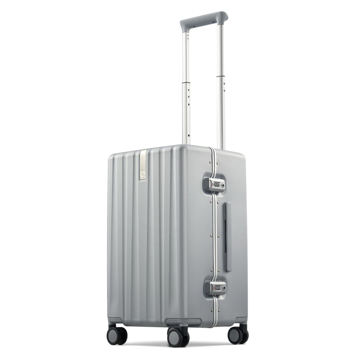 Hanke Premium 20 Inch Zipperless Carry-On Luggage, Aluminum Frame Hard Shell PC Suitcase with TSA Lock, Water-Resistant, 8 Quiet Spinner Wheels for Short Business Trips & Weekend Getaways（Grey）