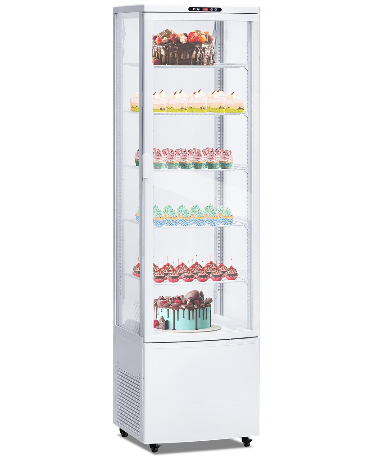 SierraSquad 10.9 Cu.ft Commercial Display Refrigerator Case, Refrigerator Pastry Display Case with Adjustable Shelves, LED Lighting & Auto Defrost, Double-Layered Glass, for Bakery, Cafe, Restaurant