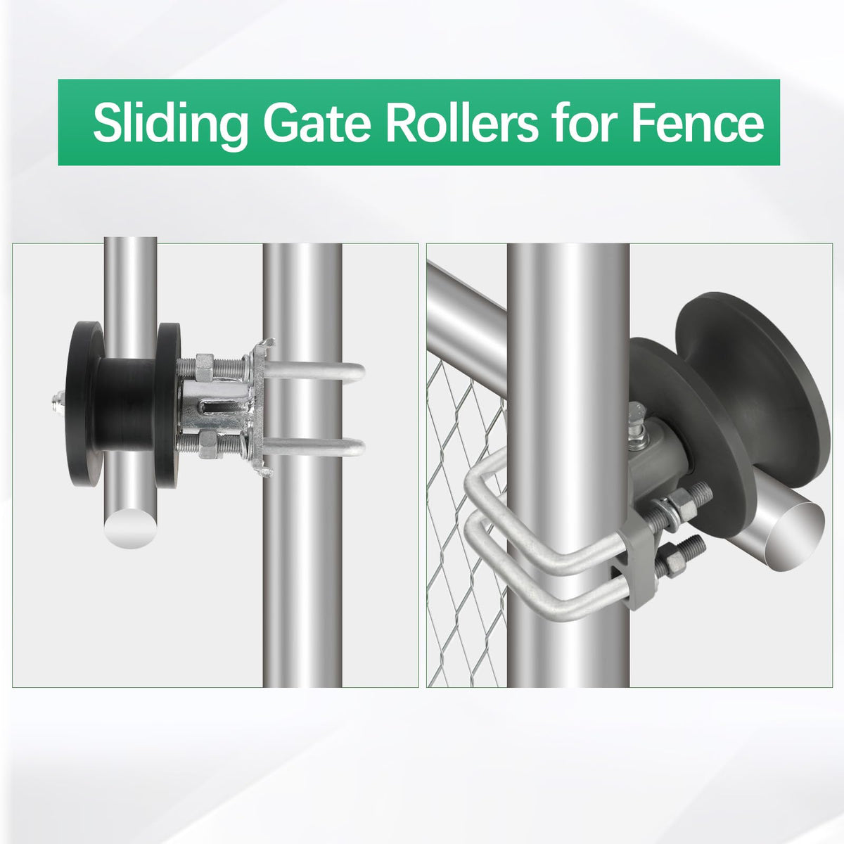 Wmebee 4 Pack Nylon Cantilever Rollers 2" Gate Frames, 4" Square Post Chain Link Fence Parts, Cantilevered Rail Fence Gate Kit