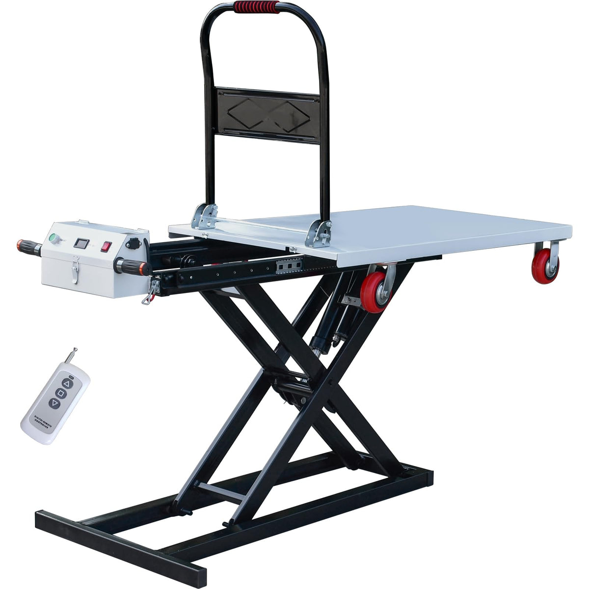 Electric Lift Table Cart 47" Lifting Height 660lbs Payload Electric Scissor Lift Table Portable Electric Lifting Flatbed Handcart for Material Handling (660Lbs 47" Lifting)
