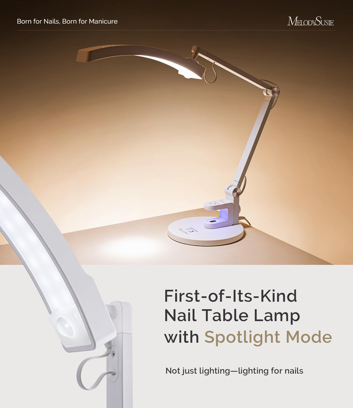 MelodySusie LED Manicure Table Lamp for Nail Techs with Foldable Manicure Arm Rest