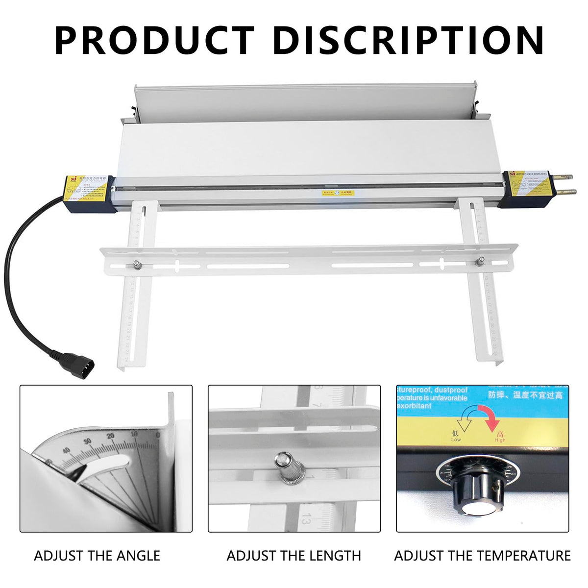 BOZHENYULEI 24"(600mm) Plastic Acrylic Bending Machine, 110v Acrylic Heat Bending Machine with Bracket Angle Adjustment PVC Bender, Acrylic Pvc Bending Machine Glassiness Bender 1mm-6mm Thickness