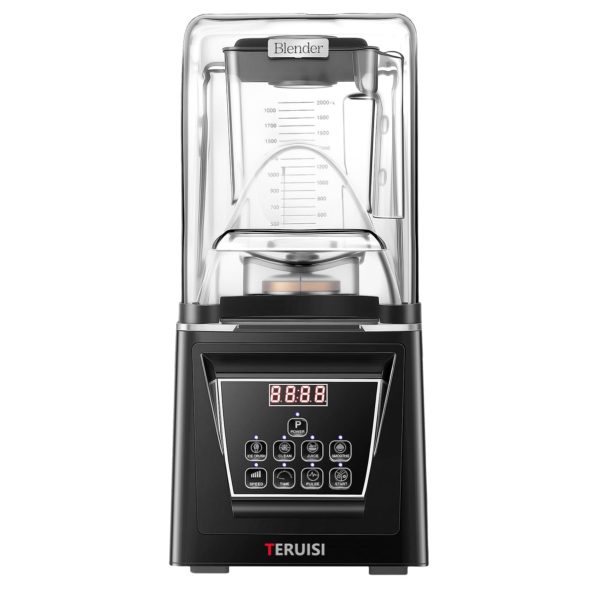 TERUISI Commercial Blender, 2200W 2.95 HP Professional Blender with Quiet PC Sound Enclosure, 70 Oz / 2L Large Heavy Duty Blenders with 9 Speeds, Timer, Self-Cleaning, 5 Presets For Shake and Smoothie