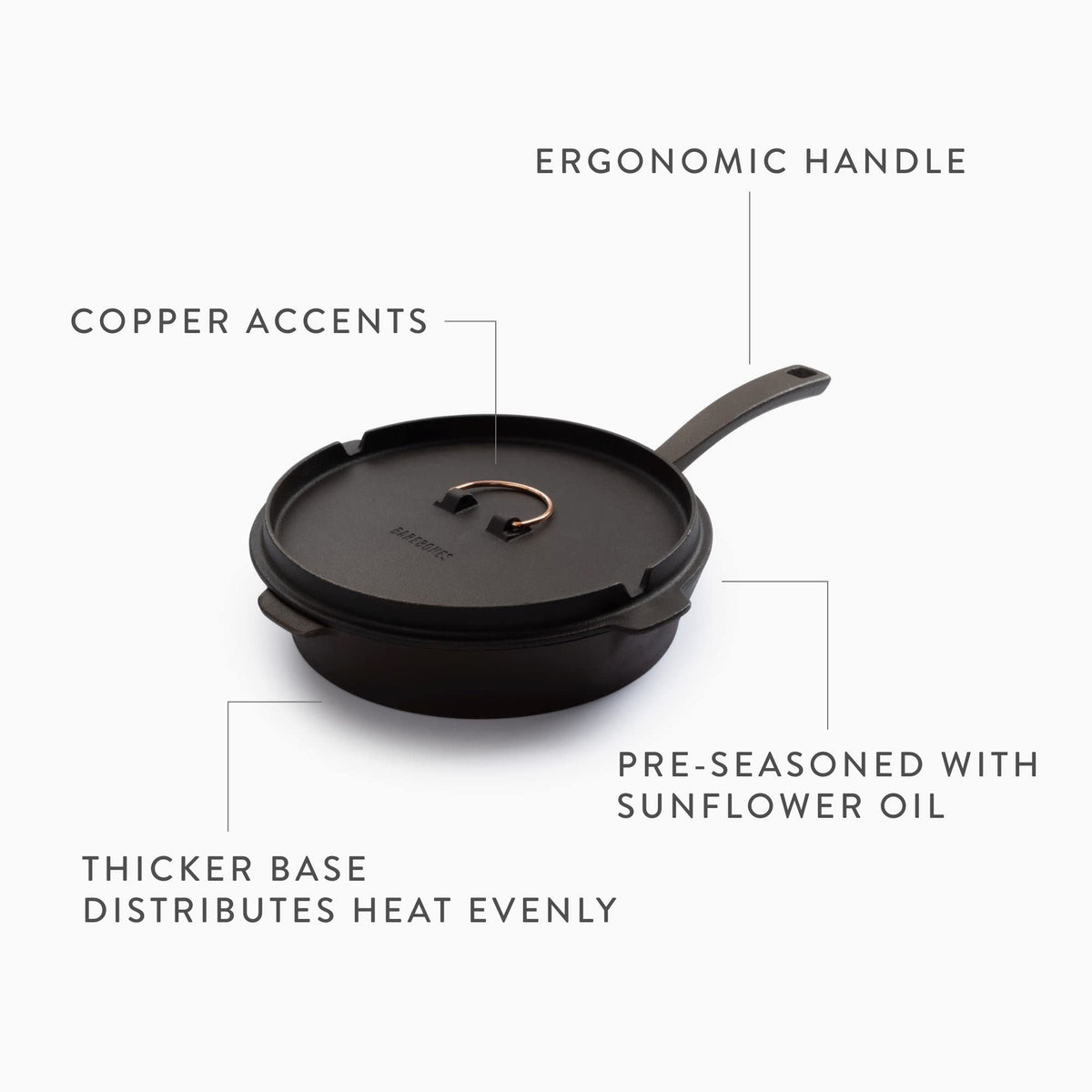 Barebones 12-Inch All-In-One Cast Iron Skillet Set- Skillet with Cast Iron Dutch Oven Style Lid - Camping Cookware Set