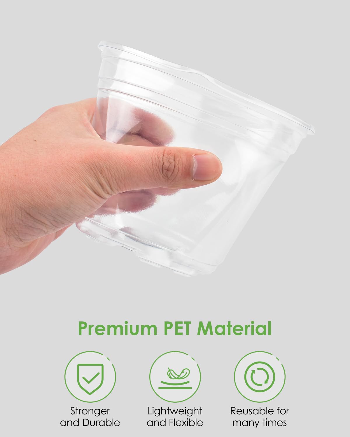 PACETAP 40Pack 6.5/5/4/3.5 Inch Reinforced Clear Nursery Pots with Drainage Holes, Variety Pack Thickened Plastic Plant Pots with 20 Plant Labels for Indoor Outdoor Flower Seed Starter
