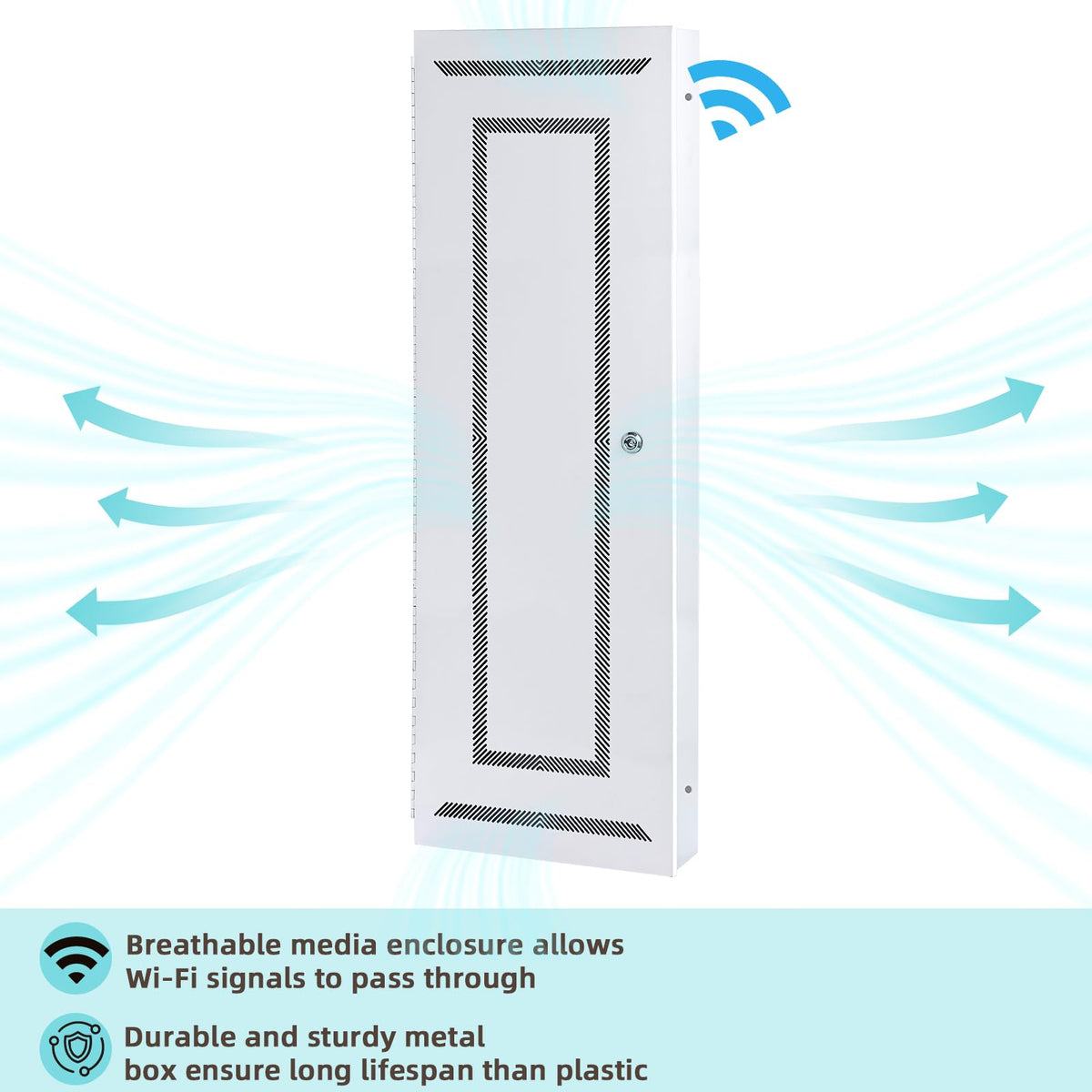 XMK 42 Inch Media Enclosure,WiFi Electrical Box,Cable Management Box for Organize Network/Router/Modem/Ethernet Switch Device,Structured Wiring Enclosure Media Box Cabinet with 180°Hinged Door