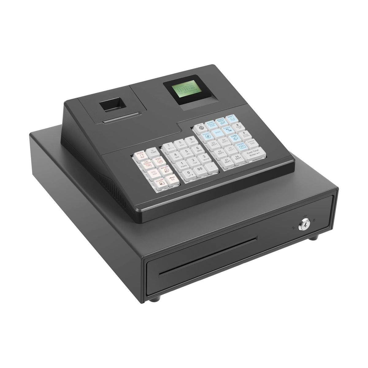 39 Keys Cash Registers with Locked Cash Drawer, Electronic Cashs Register for Small Businesses, 8 Digits LED Cash Register for Catering, Supermarkets, Clothing Stores, Hamburger Stores