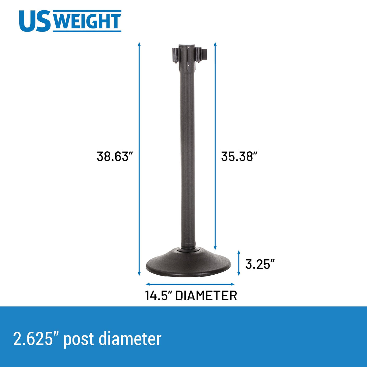 US Weight Crowd Control Barriers- Sentry Plus Stanchion with Extended 11' Retractable Belt Barrier– Easy Connect Assembly - Made in The USA