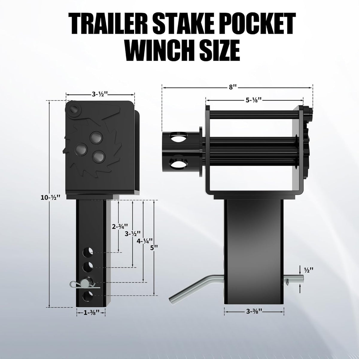 Trailer Stake Pocket Winch, 16200 LBS Capacity Heavy Duty Steel Trailer Winch with 4 Cotter Pin Holes, for Flatbed Trucks Winches, 6 Pack