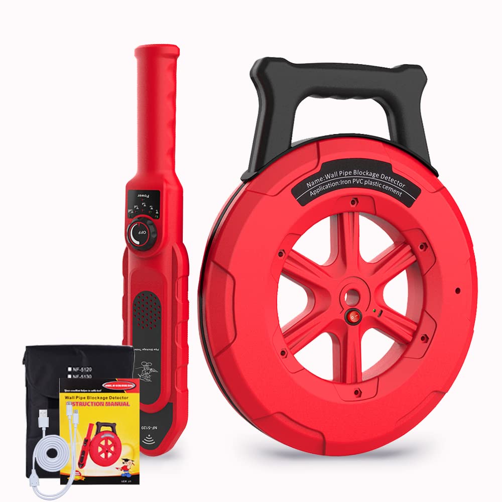 Pipe Blockage Detector, Water Pipe Locator Underground Diagnostic-Tool Wall Scanner Pipeline Blocking Clogging Scanner Plumbers Instrument For Metal PVC Water Pipes, 40M