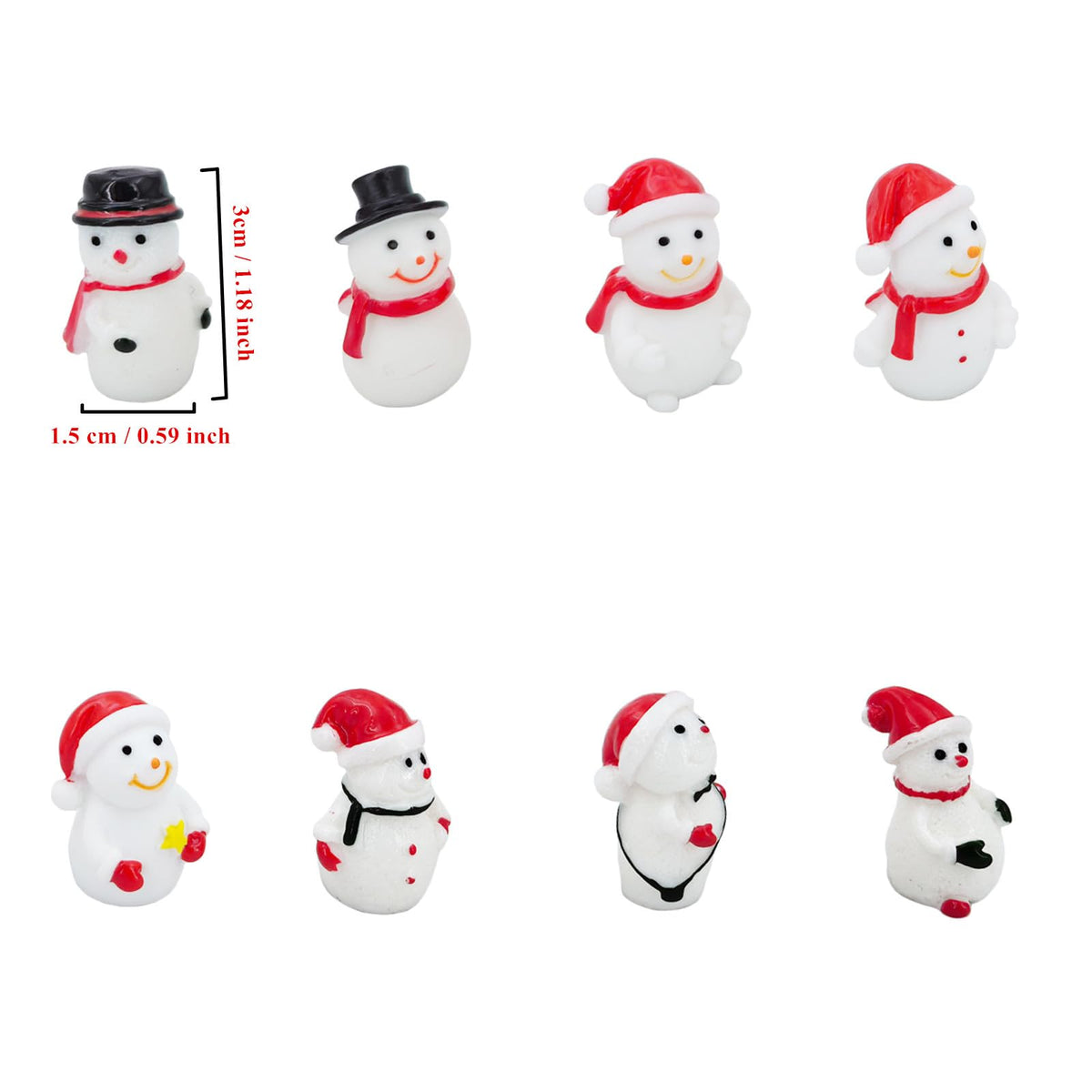 Goodma Mini Snowman Figurines Christmas Theme Resin Miniature Fairy Garden Dollhouse Decoration Ornaments DIY Kit - 40 Pieces