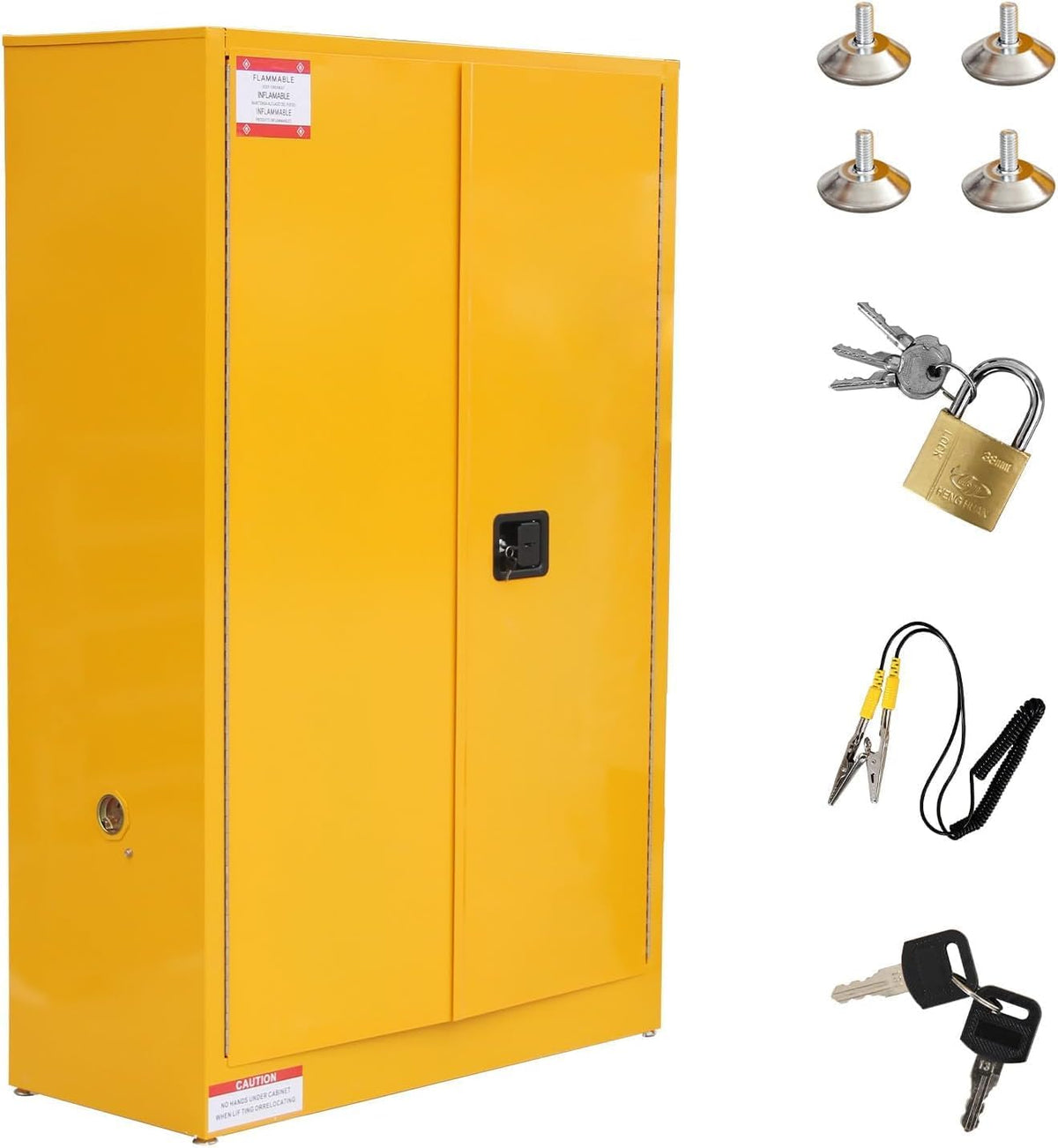 EliteEdge 45 Gal Flammable Safety Cabinet, 43" x 18" x 65" Galvanized Steel Industrial Flammable Liquid Storage Cabinet with Adjustable Shelves, Fireproof Double-Wall Design, Manual Close Doors