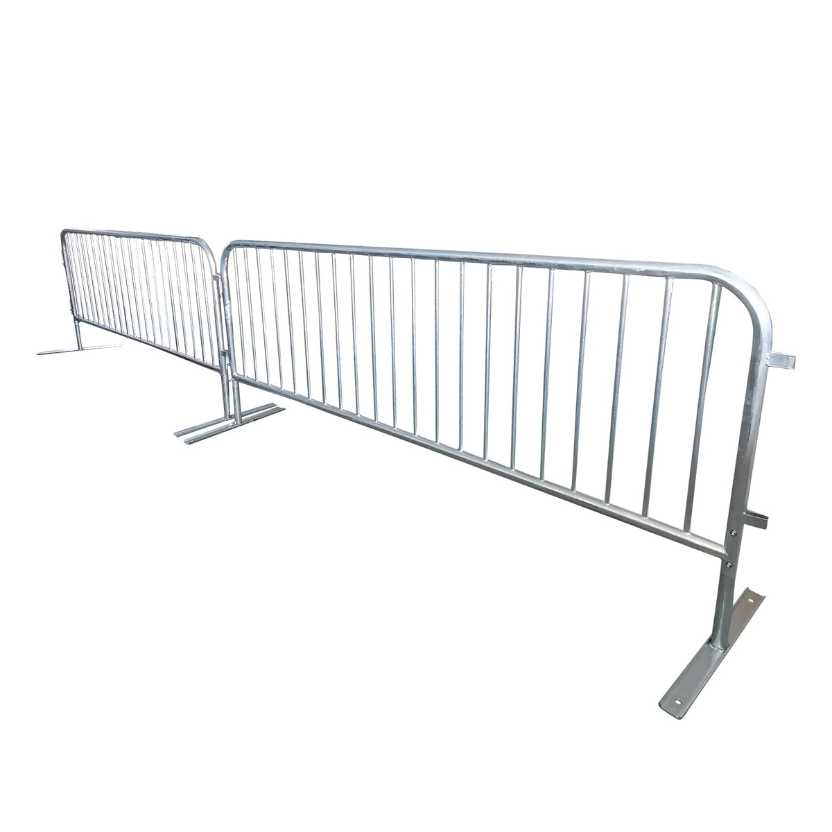 Heavy Duty Interlocking Steel Flat Feet Safety Barriers Barricade Fence for Crowd Control Events Road High Traffic Areas, Galvanized 8.5 Ft, 2 Pack