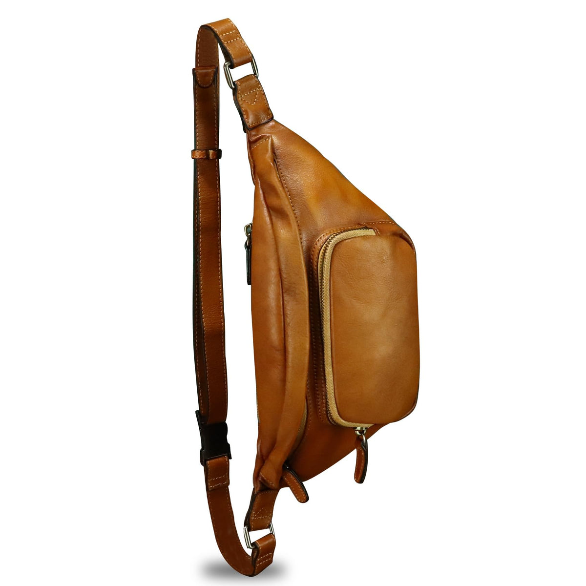 Genuine Leather Fanny Pack for Women and Men Real Leather Crossbody Sling Bag Fashion Waist Bag Chest Purse Pouch (Brown)