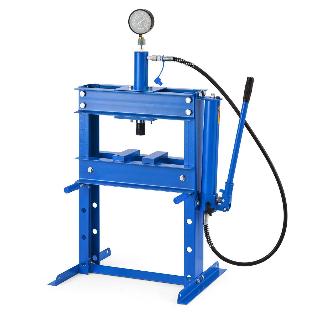 GarveeTech 10 T Hydraulic Press, Heavy Duty H Frame Garage Hydraulic Shop Press with 2 Press Plates, Adjustable Work Table Height Blue