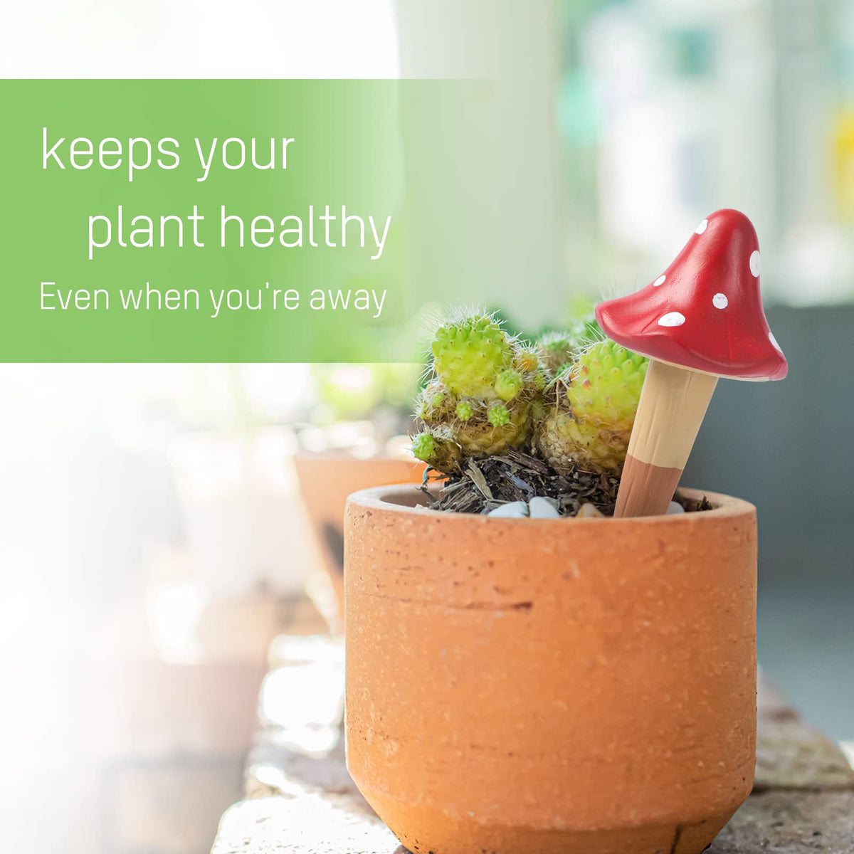 HOMYHEE Self Watering Spikes Mushroom Shaped Plant Watering Globes Irrigation Terracotta Watering Device Garden Waterer for Indoor Outdoor Plant 4 Packs
