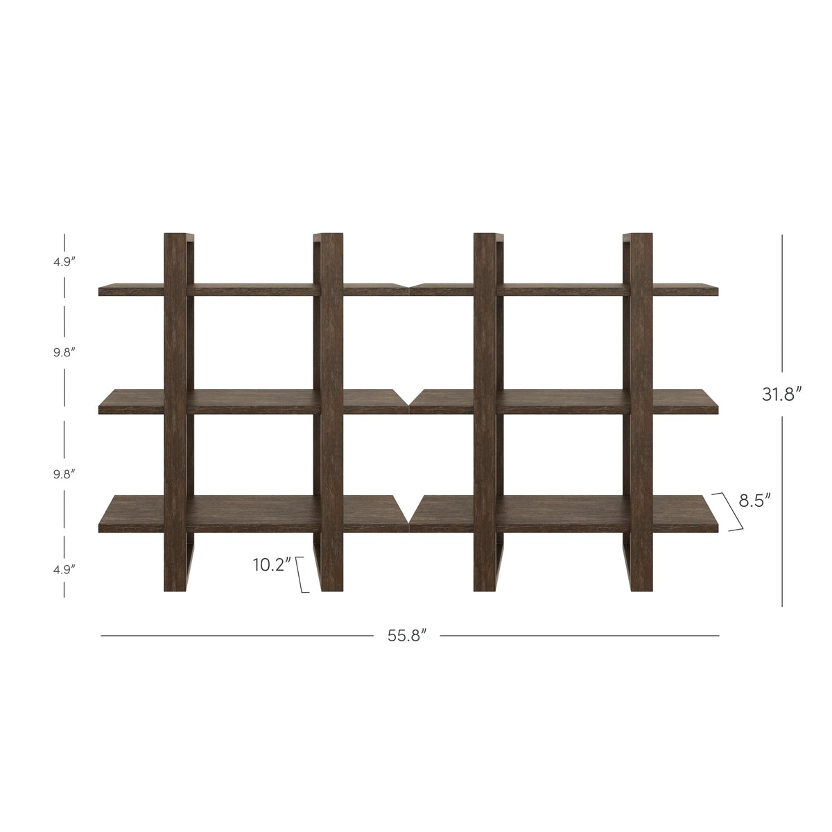 Nathan James Floating Wall Book Shelves, 3-Tier Display Shelf, Decorative Modular Shelf in Solid Wood for Bedroom, Nursery, Bathroom or Kitchen, Set of 2