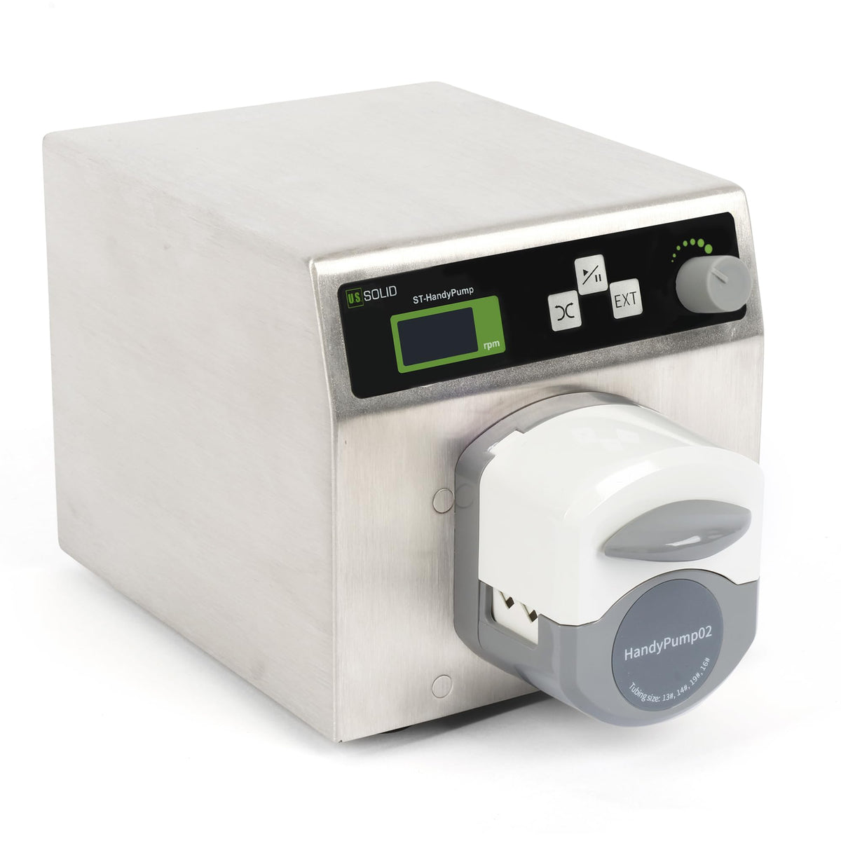 U.S. Solid Dual-Channel Variable-Speed Peristaltic Pump – 0.1-300 RPM (0.0033-190.76 mL/min) with 4 Tubing Sizes (13#,14#,19#,16#) Ideal for Lab, Industrial, and Medical Applications