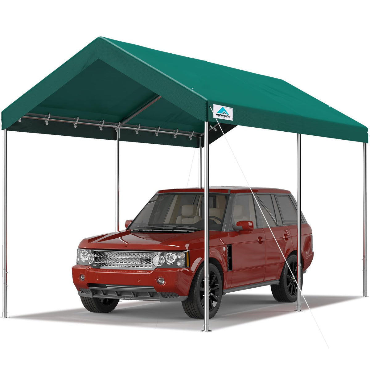 ADVANCE OUTDOOR 10x15 ft Heavy Duty Carport Potable Car Canopy Garage Party Tent Boat Shelter, Adjustable Height from 9.5 ft to 11 ft, Green