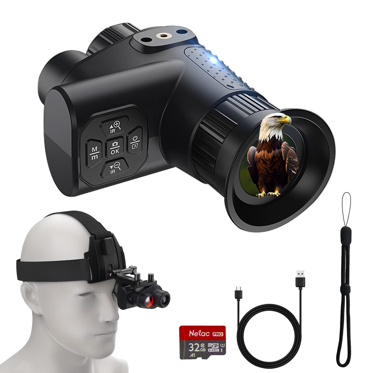 4K Night Vision Monocular for Adults – Infrared Digital Night Vision Device with Starlight Sensor, 7-Level IR Brightness, 8× Digital Zoom – for Hunting, Security, Wildlife & Outdoor Night Use