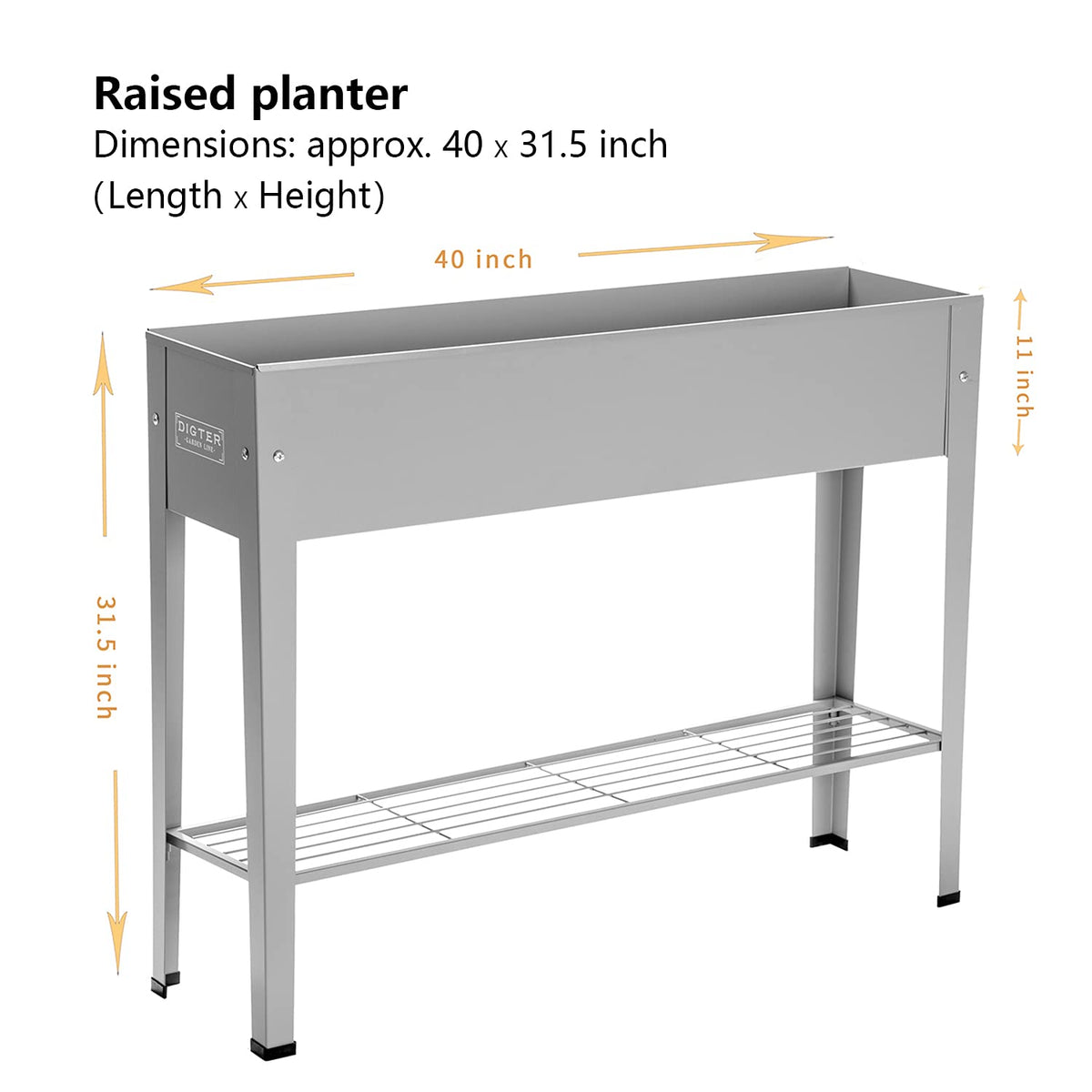 DIGTER Metal Raised Garden Bed,Raised Planter Box with Legs,Herbs and Vegetables Planter Suitable for Outdoor Patio Deck and Porch (Gray)