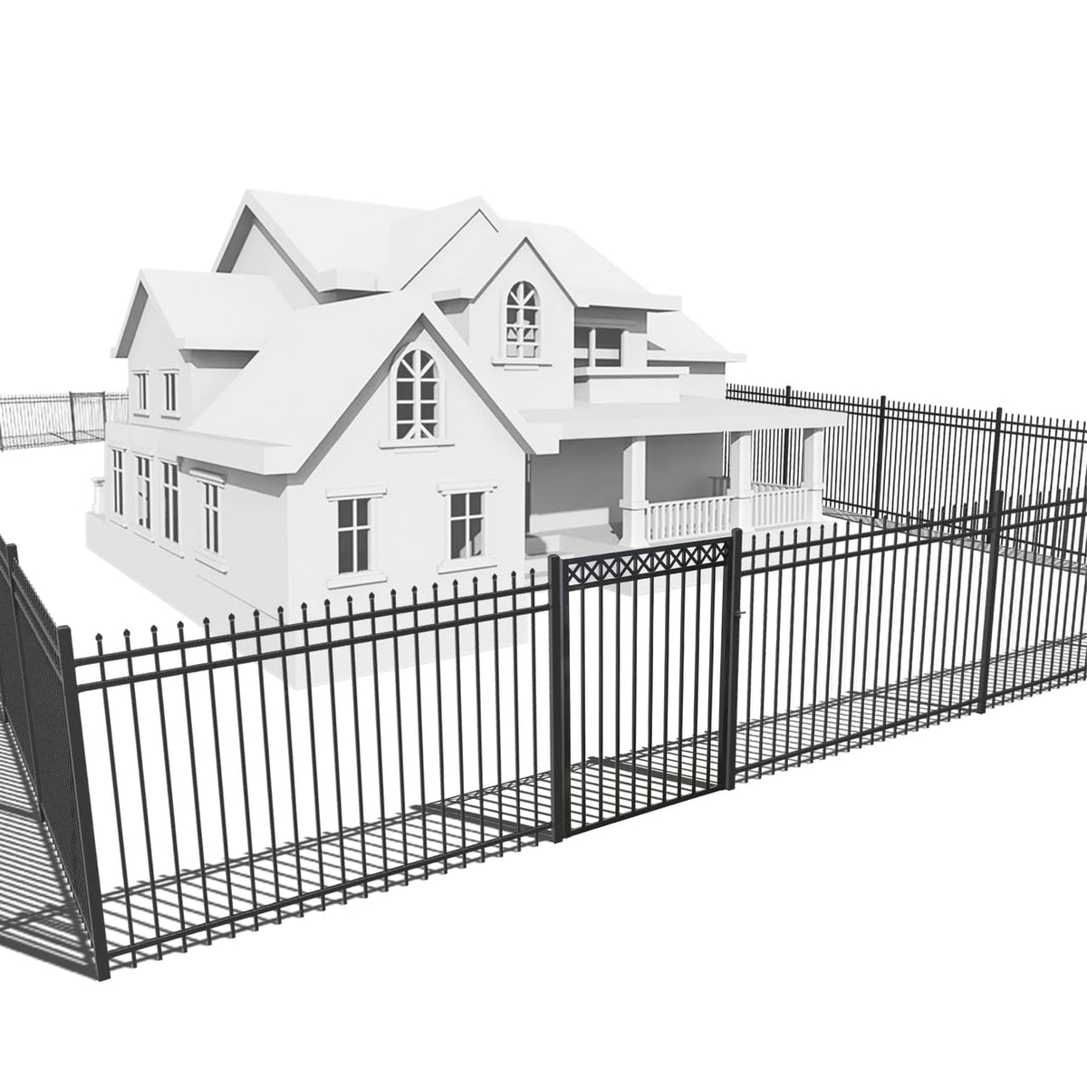 Fencer Wire 100FT Heavy Duty Pinnacle Fence Barrier Kit, Anti-Rust Metal Steel Fence with 5FT Height X 6FT Width Panels, with Decorative Gate, Posts, Connectors, Outdoor Fencing for Yard