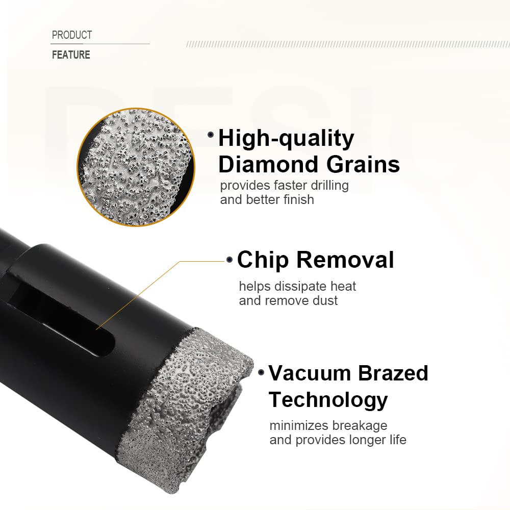 SHDIATOOL Diamond Core Drill Bits 6 Inch for Porcelain Ceramic Tile Marble Brick Vacuum Brazed Hole Saw