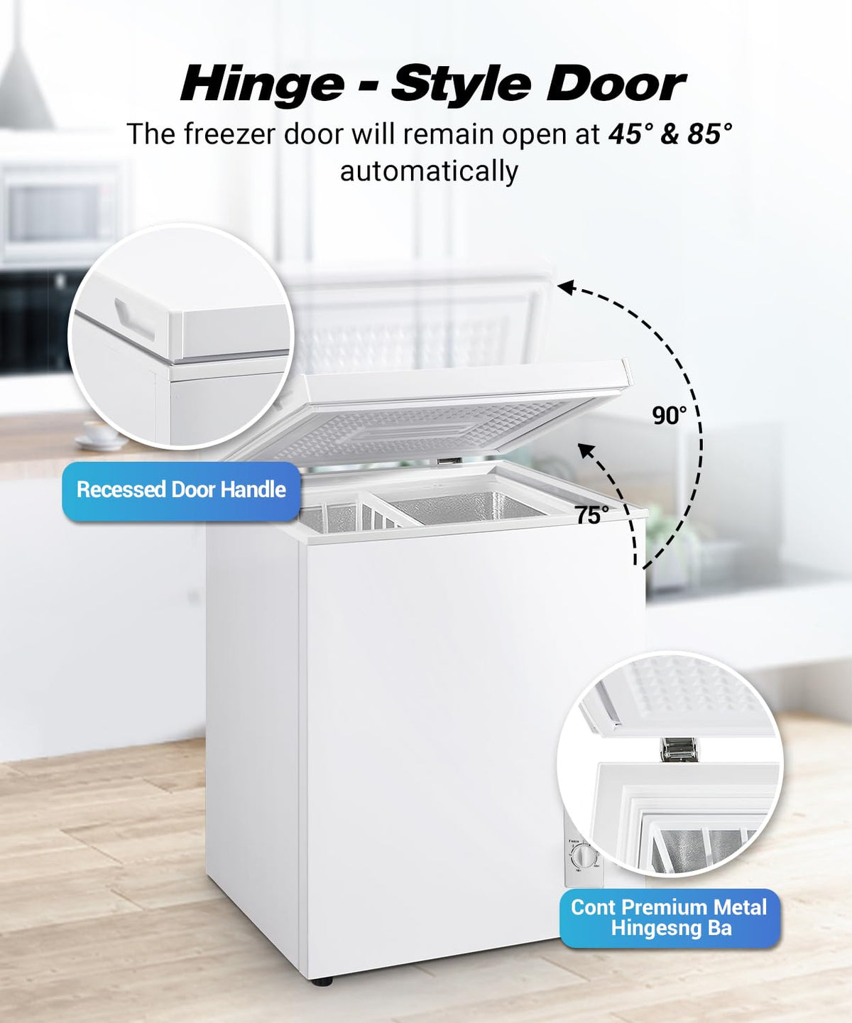 7.0 Cu.ft Chest Freezer, Top Open Door Deep Freezer with 7 Adjustable Thermostat (-18°F to 50°F), Compact Freezer with Removable Basket for Home/Garage/Office, White
