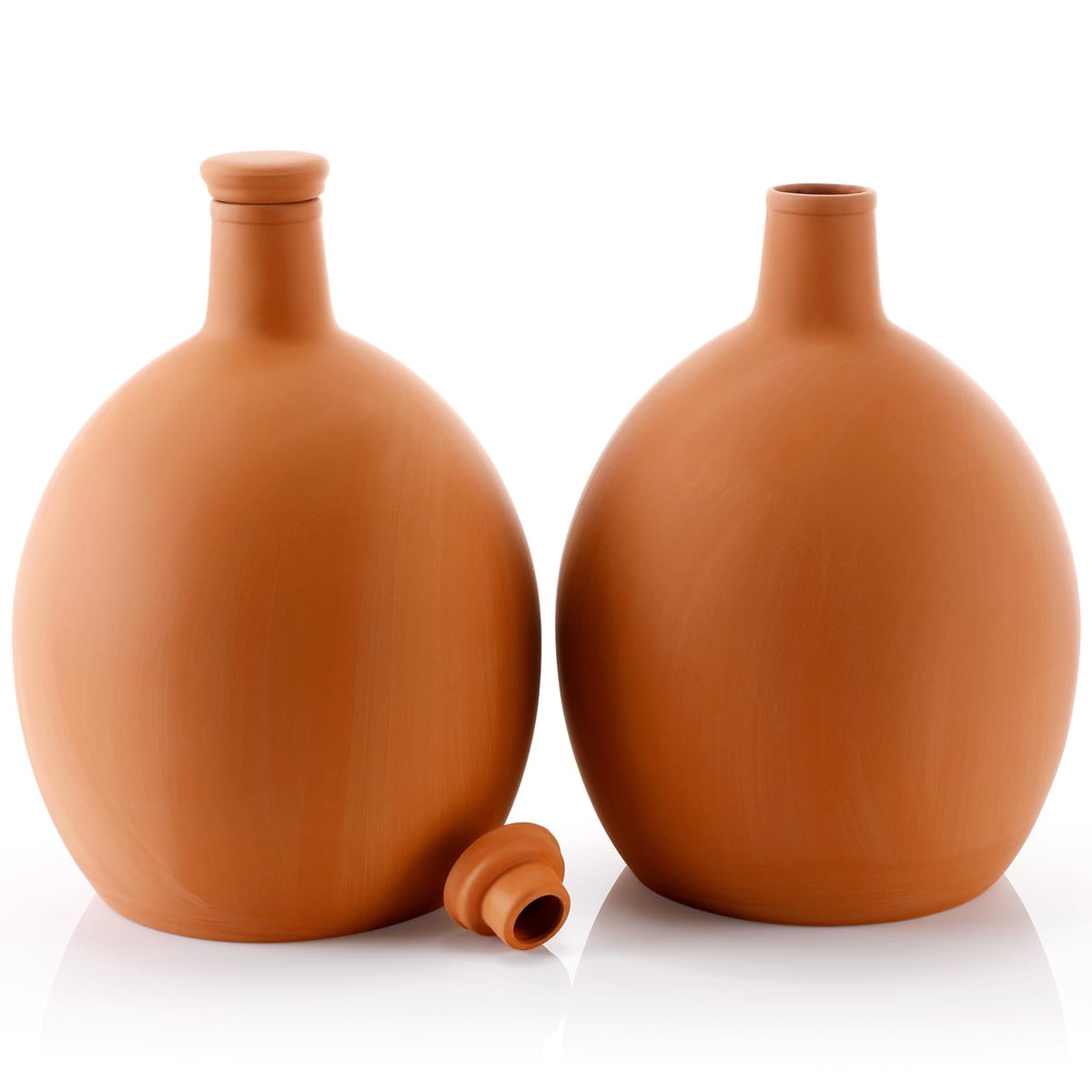 Ferrochef 2 Pcs Large Terracotta Watering Pots 118 oz Ollas Self-Watering Pots Terracotta Watering Globes with Lid Plant Irrigation System for Indoor Outdoor Plants Raised Beds Garden