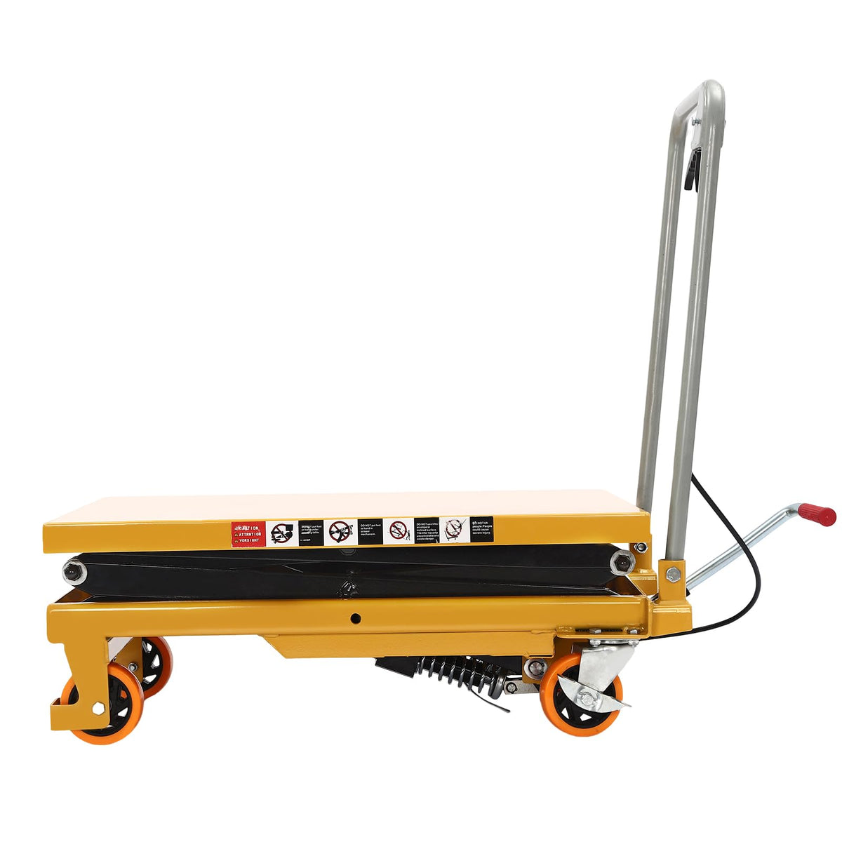 770lbs Double Scissor Hydraulic Lift Table Cart with 4 Wheels for Material Handling and Transportation, 51" Max. Lift Height Hydraulic Scissor Lift Table