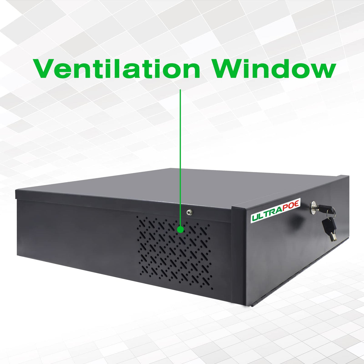 Heavy Duty 16-Gauge Steel DVR/NVR Lock Box with AC Fan – Secure Wall or Floor Mount Enclosure (18 x 18 x 5 in) – Includes Lock for Enhanced Security