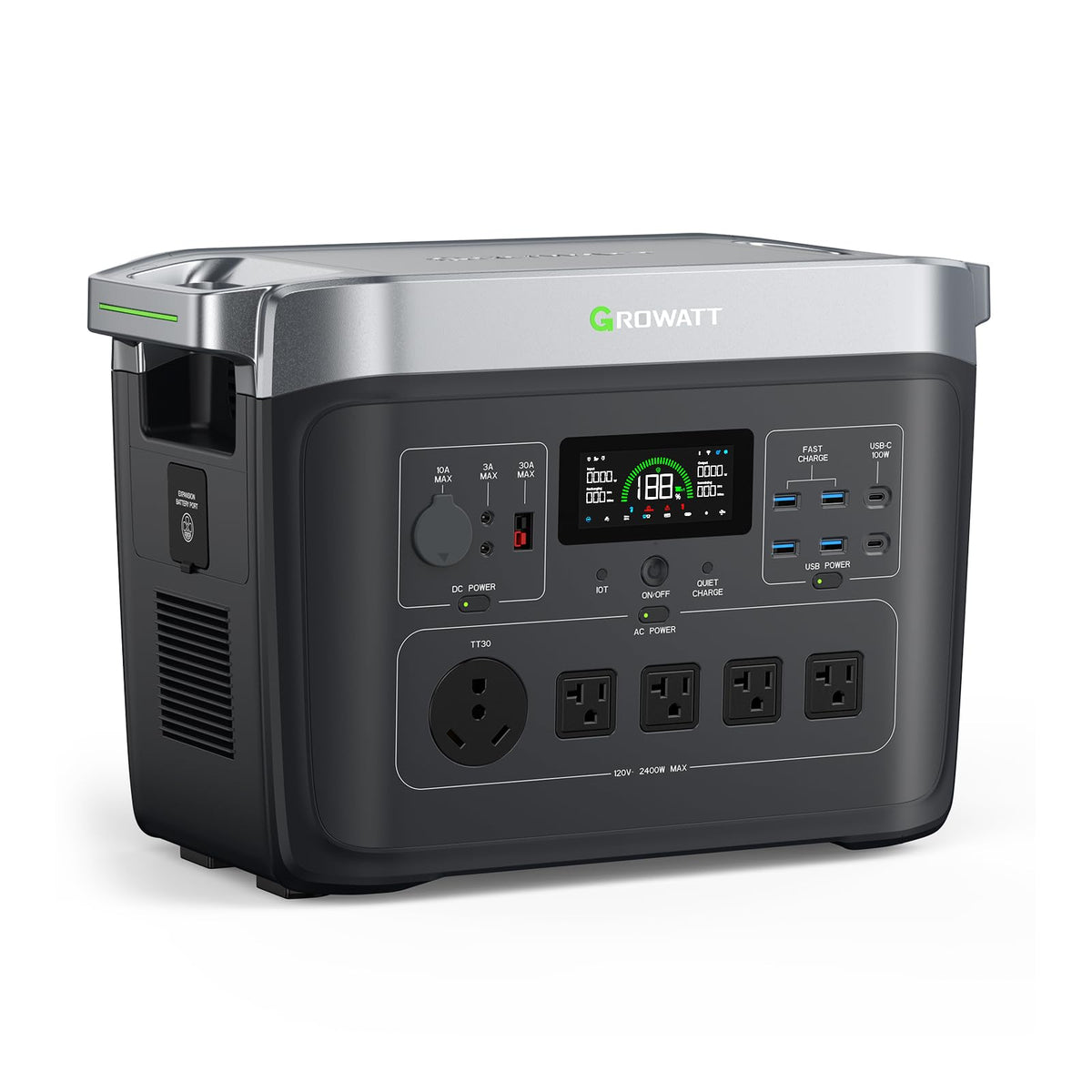 GROWATT INFINITY 2000 Pro Portable Power Station, 2048Wh LiFePO4 Battery, 2400W AC Output Electric Generator, Solar Generator for Home Backup, Camping, RVs, EPS Emergency (Solar Panel Compatible)