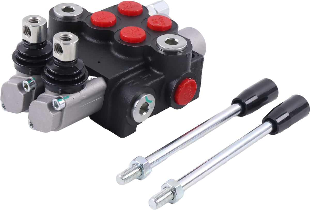 Solarhome 2 Spool Hydraulic Direction Control Valve Open Center Double Acting 13 GPM 3600 PSI SAE Ports Compatible With Tractors Loaders Log Splitters
