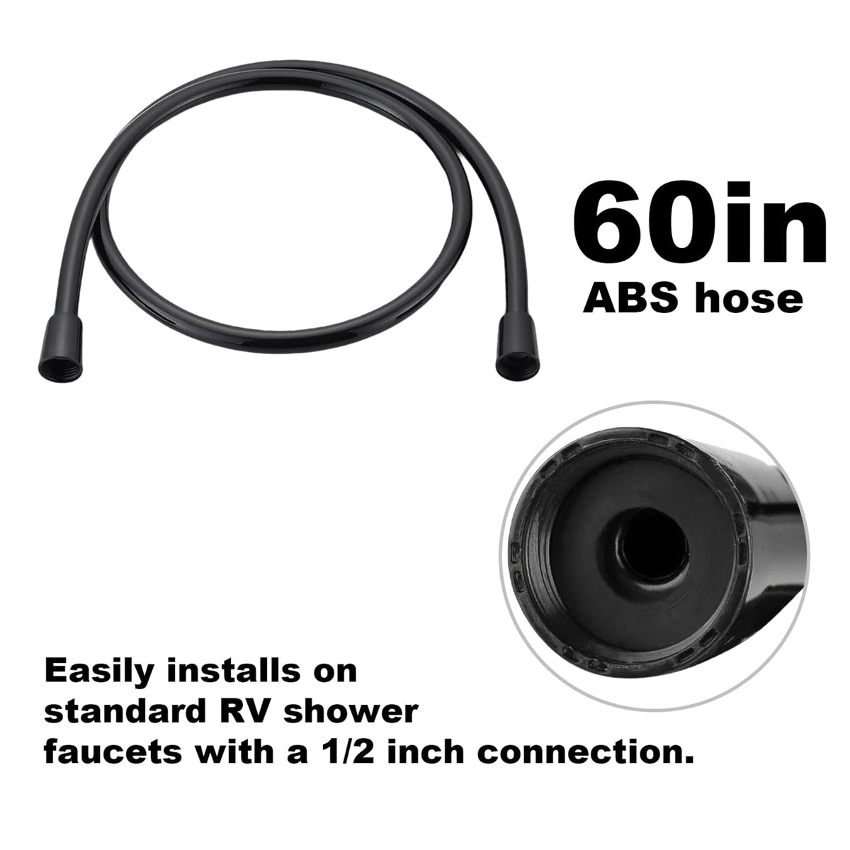 RV Shower Faucet with Shower Head and Hose - Non-Metallic RV Shower Kit, On/Off Valve & Diverter, Handheld Shower Replacement for RV, 5th Wheels, Motorhomes, Travel Trailers, Campers (Black)
