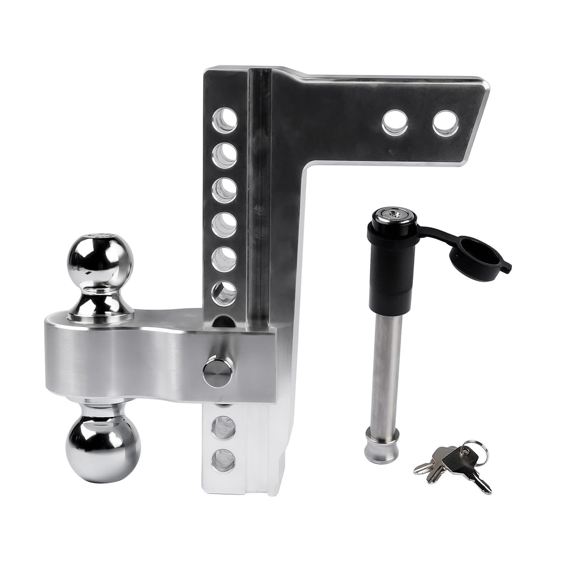 Lamerto Adjustable Trailer Hitch Ball Mount for 2.5-Inch Receiver, 10-Inch Drop/Rise Hitch 18500LBS, 2" and 2-5/16" Balls, with 2 latches Locks, Silver