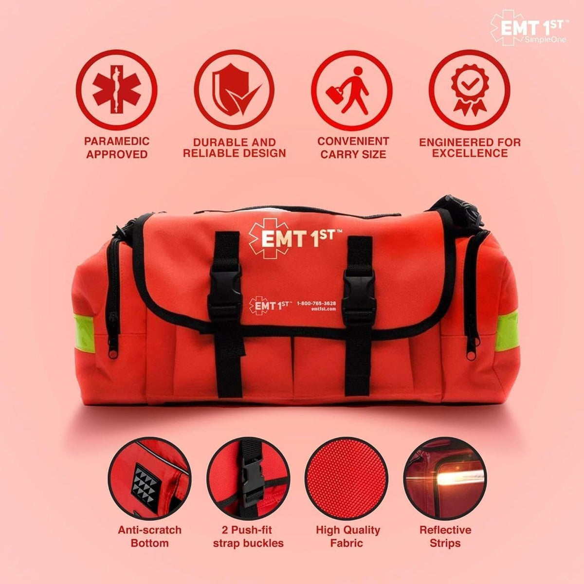 EMT 1st 362 Pcs Emergency Responder First Aid Kit with Digital BP Cuff & First Aid Guide Book - Emergency Bag with 40 Unique Items -Large First Aid Kit for Car, Travel, Home, Hiking, Camping & Outdoor