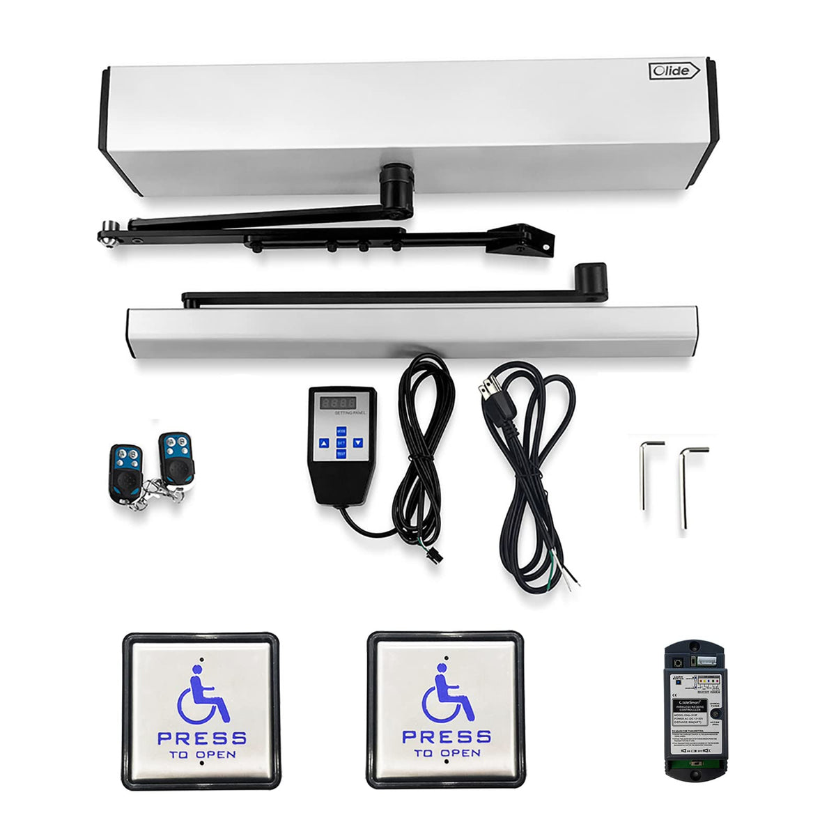 Olideauto DSW120 Swing Door Opener/Closer Residential/Commercial,Automatic Residential/Commercial Door Opener/Operator+2PCS Wireless Handicap Push Buttons