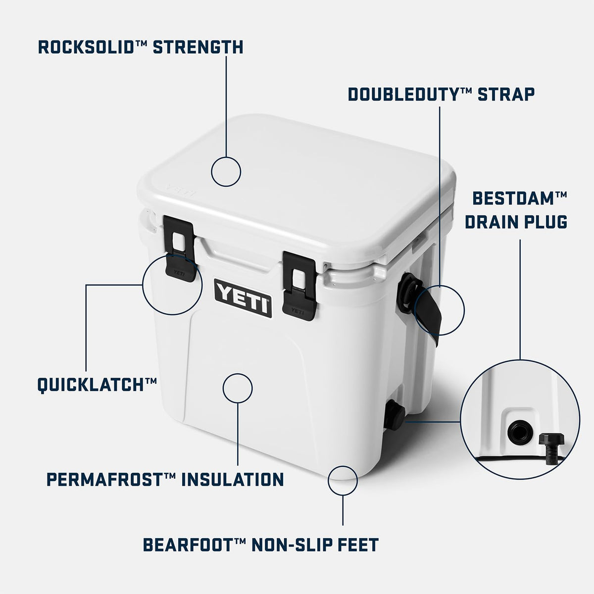 YETI Roadie 24 2.0 Hard Cooler with DoubleDuty Shoulder Strap and Drain Plug, Tan