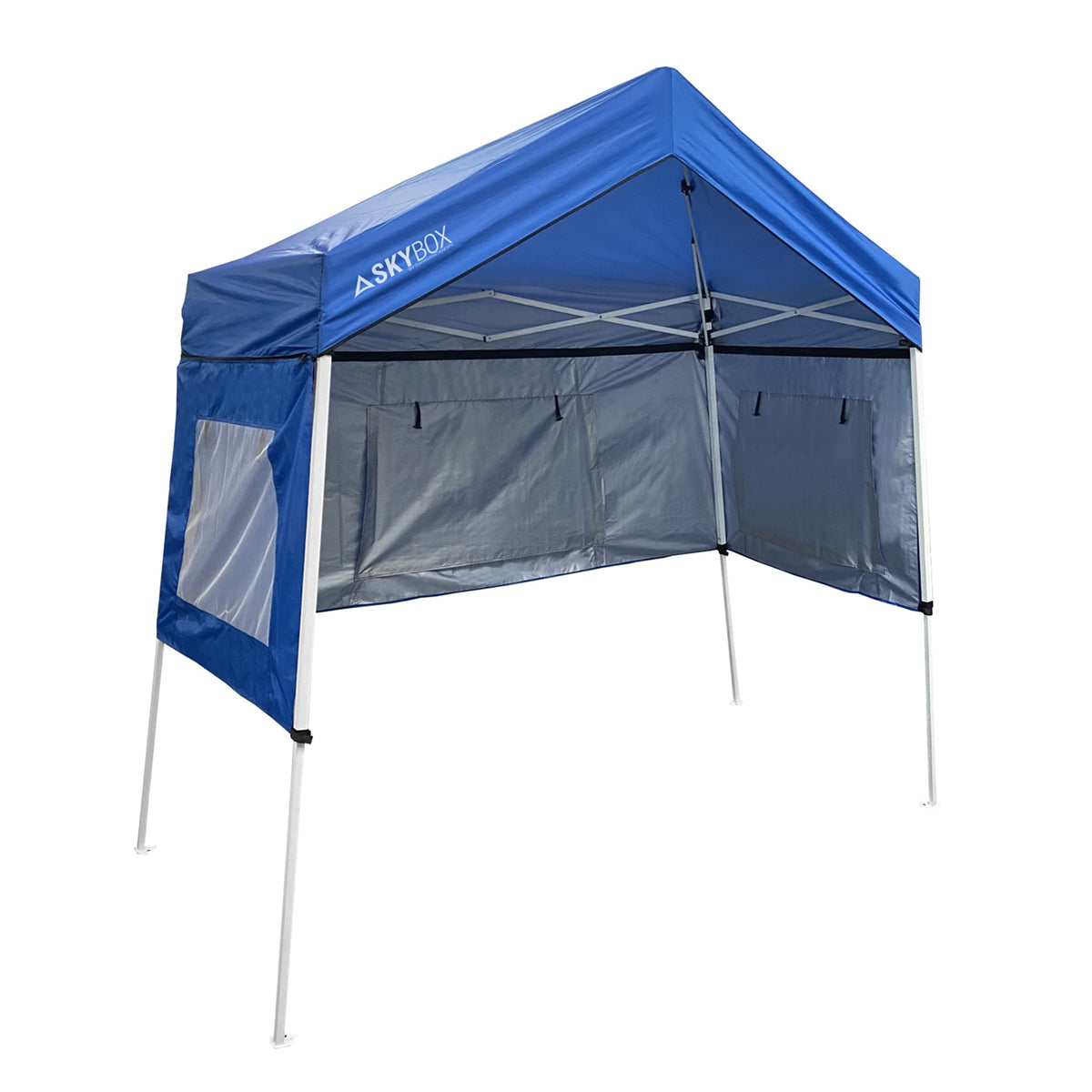 Caravan Canopy Skybox 3.2 Foot x 6.5 Foot Instant Multipurpose Height Adjustable Steel Frame Outdoor Sport Shelter Canopy with Carry Bag, Blue