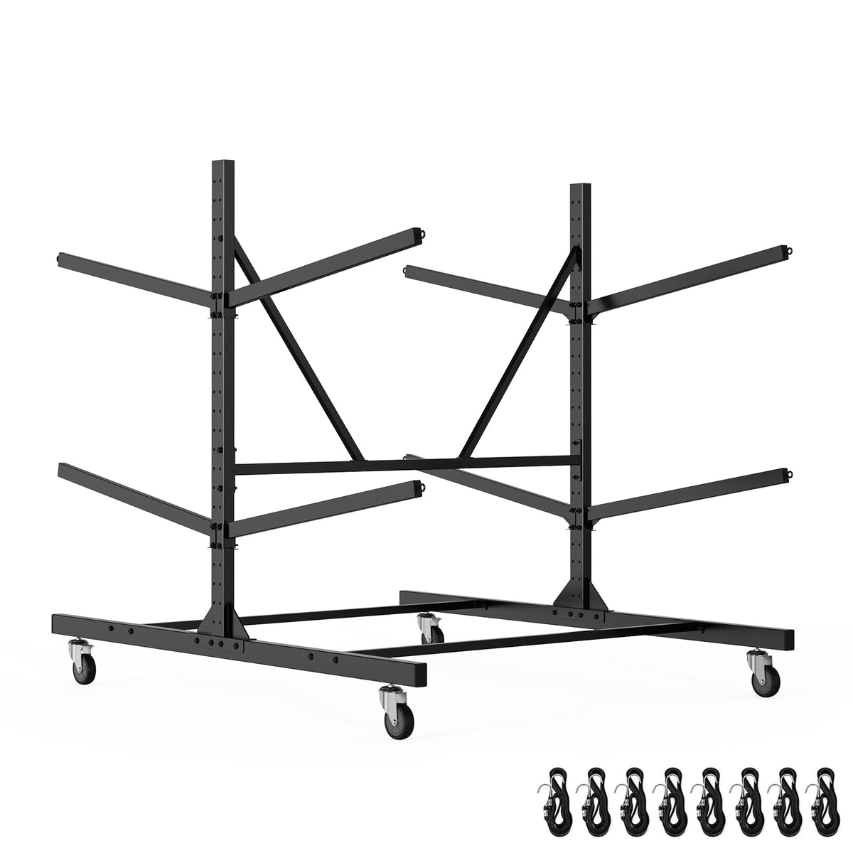 LXVOOEE Kayak Storage Rack, Heavy Duty Freestanding Kayak Rack for Garage and Outdoor Storage, Kayak Stand Adjustable for Kayak, Canoe, Surfboard and Paddle Board (4-Kayak)