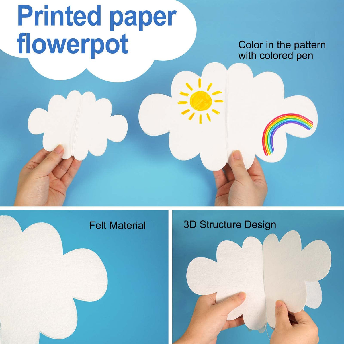 Ayfjovs 10 PCS 3D Cloud Decorations - White Hanging Clouds for Ceiling, Party Decorations, Ornaments, Wedding, Nursery, Children Room, Baby Baptism Party