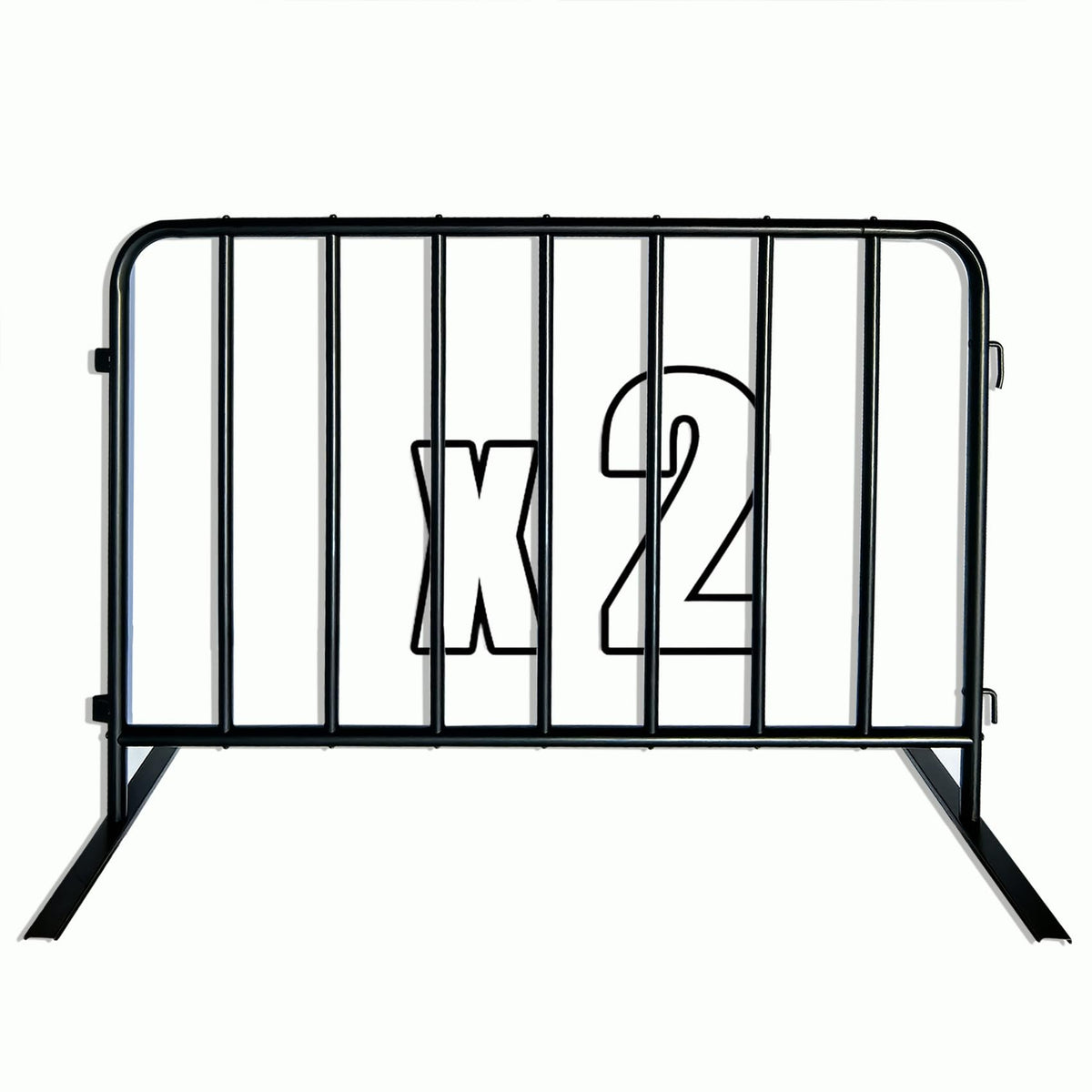BIGalleons 2-Pack Steel Crowd Control Barrier, Light Duty 5FT Interlocking Safety Barricade, 16GA Galvanized Steel Queue Barrier, Assembly Needed for Pedestrian Traffic & Construction Barricade（Black）